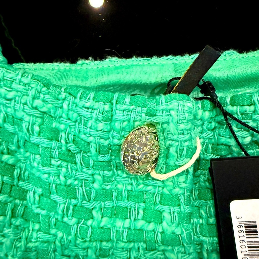 Maje green boucle cropped halter top size 1 NWT - Picture 5 of 7